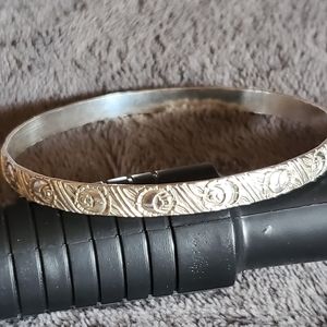 Sterling Silver Bangle Bracelet With Rose By Beau Sterling Vintage 1950s